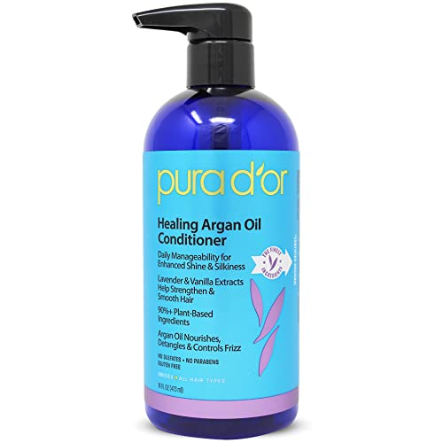 PURA D'OR Conditioner - Revitalizing Dry, Damaged Hair with Argan Oil & Aloe Vera - 16oz