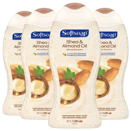 Softsoap Hypoallergenic Body Wash - Moisturizing Shea Butter, pH Balanced, 20oz (Pack of 4)