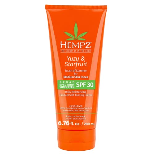 Hempz Daily SPF Self Tanner - Enhances Natural Radiance, Vegan, Hemp Seed Oil, SPF 30 - 8oz