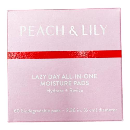 Peach & Lily Moisturizer - Hydrate & Revive Skin, Biodegradable Pads with Extracts - 60 Count