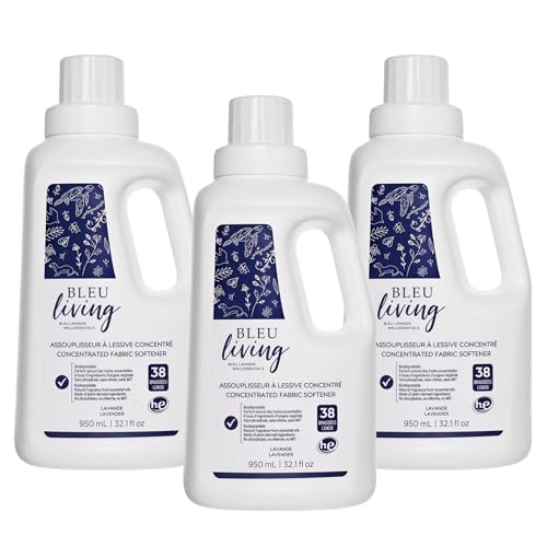 Bleu Lavande Natural Fabric Softener - Lavender Aroma, Hypoallergenic, 3-Pack - 950ml (38 Loads)