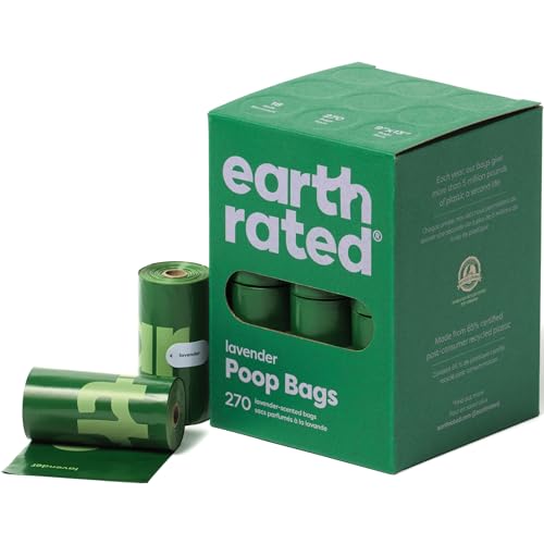 Earth Rated Dog Poop Bags - Extra Thick, Lavender Scented, 100% Leak-Proof, 270 Count