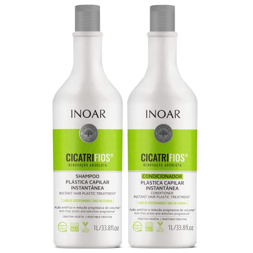 Inoar Cicatrifios Shampoo & Conditioner Set - Reduces Frizz, Enhances Shine - 2 x 33.81 Fl Oz