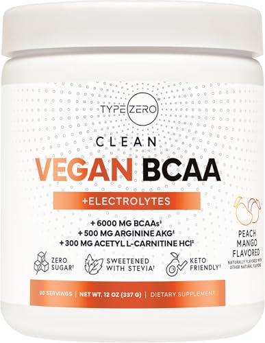 Ultra Clean Vegan BCAA Powder + Electrolytes - Sugar-Free Recovery, 6G, Peach Mango Flavor