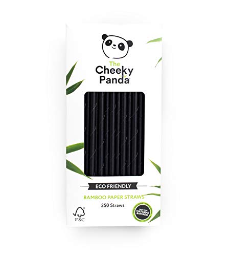 The Cheeky Panda Bamboo Paper Straws - Biodegradable, Vegan, Durable - 250 Black Straws