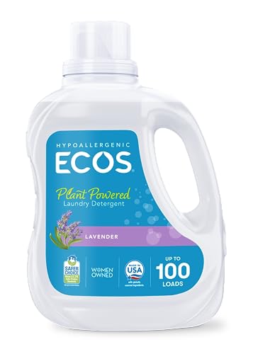 ECOS Laundry Detergent - Hypoallergenic, Plant-Powered, EPA Certified - Lavender, 100 Loads