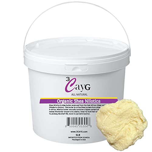 3CayG Body Butter - Premium Cold Pressed Shea Nilotica, Nutrient-Rich, Creamy Texture - 5LB Pail