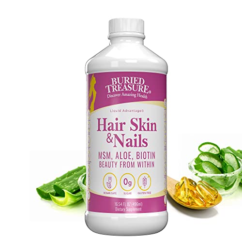 Buried Treasure Hair Supplement - Fuller Hair, Stronger Nails, Clear Skin - 16oz Liquid Formula