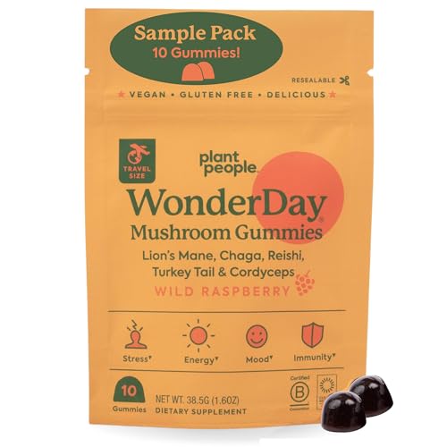 Plant People WonderDay Mushroom Gummies - Daily Mood & Immune Support, Vegan, Natural - 60 Count