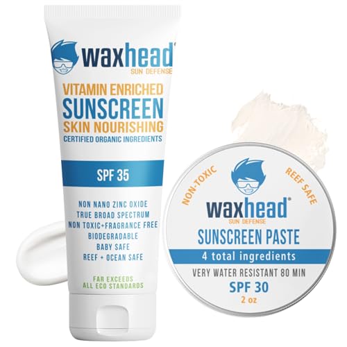 Waxhead Face Sunscreen - Mineral Zinc Protection, Reef Safe, Hypoallergenic - SPF 30, 3oz