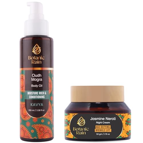 Botanic Rain Body Oil & Night Cream Duo - Hydrating, Antioxidant-Rich, Vegan - 100ml