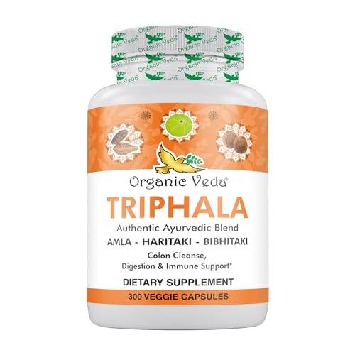 Organic Veda Triphala Capsules - Supports Digestion, Immunity & Colon Health - 300 Vegan Pills