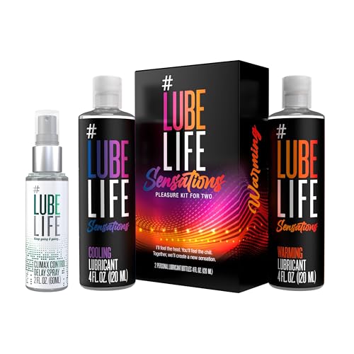 Lube Life Body & Hair Mist - Invigorating Delay Spray & Warming/Cooling Lubes - 4oz Kit