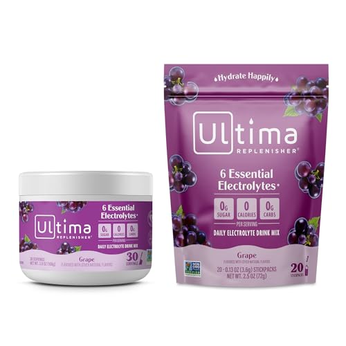 Ultima Replenisher Electrolyte Drink Mix - 6 Electrolytes, Sugar-Free, Vegan, 30 Servings