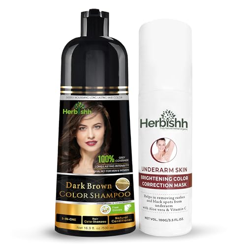 Herbishh Hair Color Shampoo - Revive Gray Hair with Botanicals, Moisturizing Ingredients - 500ml