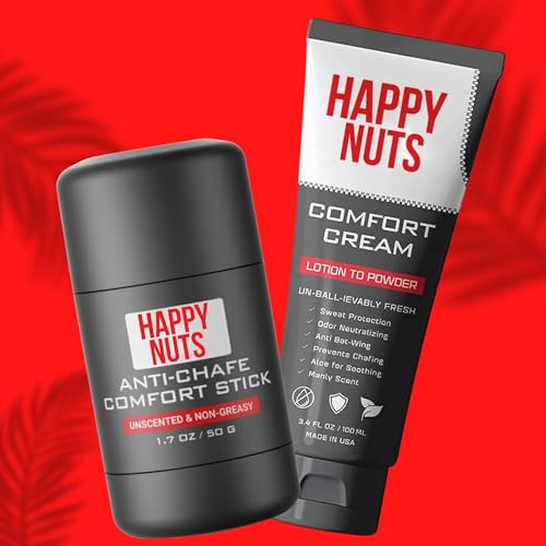 HAPPY NUTS Anti Chafing Stick - Friction Defense, Clean Ingredients, Non-Irritating Formula - 2 Pack