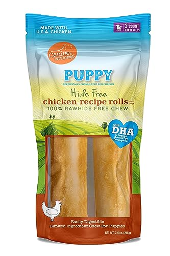 Canine Naturals Puppy Chicken & Rice Chews - Rawhide-Free, Easy Digestion, USA Chicken - 2 Pack