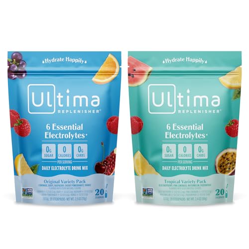 Ultima Replenisher Hydration Powder - 6 Key Electrolytes, Keto & Non-GMO - 20 Stickpacks