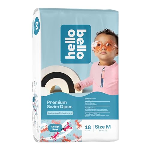 Hello Bello Baby Swim Diapers - Leak-Guard Design, Plant-Derived Materials - Size Medium (4-5)