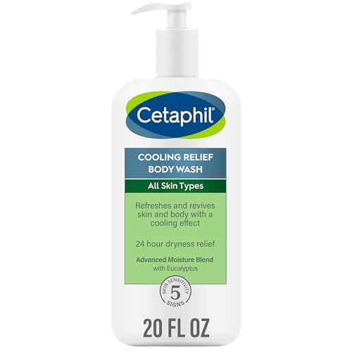 Cetaphil Body Wash - Eucalyptus Cooling Relief, 24-Hour Moisture for Sensitive Skin - 20 oz