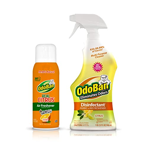 OdoBan Multi-Surface Cleaner Set - Natural Citrus Freshener & Disinfectant - 10oz & 32oz