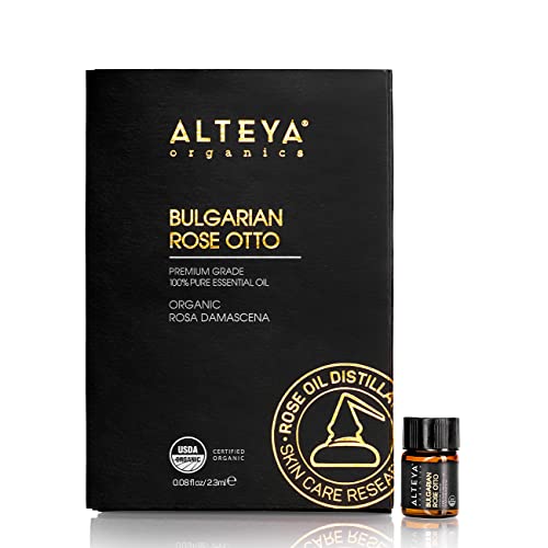 Alteya Organics Rose Essential Oil - 100% Pure Organic Bulgarian Rose Otto for Aromatherapy - 2.3mL