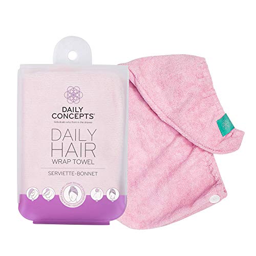 DAILY CONCEPTS Hair Towel Wrap - Quick-Dry, Vegan & Hypoallergenic, One Size Fits All - Pink