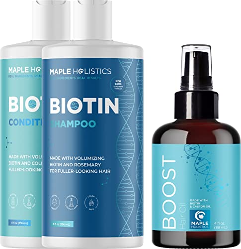 Maple Holistics Biotin Hair Growth Set - Nourishing Shampoo & Conditioner with Rosemary Oil - 12oz