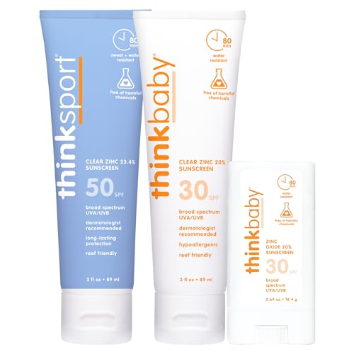 Thinkbaby Sunscreen Stick & Lotion - SPF 30 & 50, Natural Protection, Water-Resistant - 0.64oz + 3oz