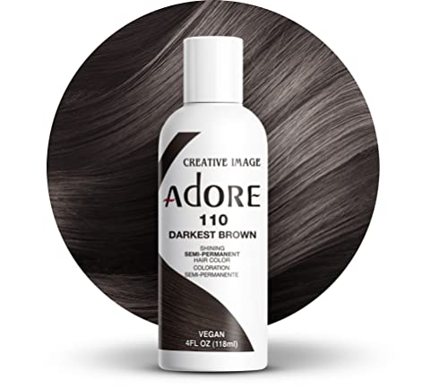 Adore Semi Permanent Hair Color - Rich Darkest Brown, Vegan & Cruelty-Free - 4 Fl Oz