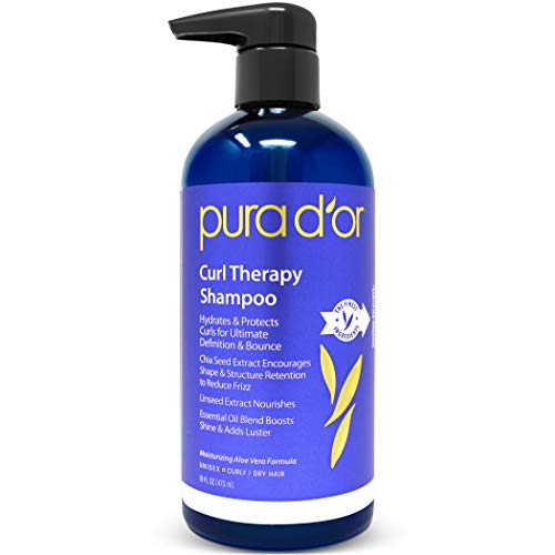 PURA D'OR Curl Therapy Shampoo - Hydrates & Defines Curls, 80% Organic Ingredients - 16oz