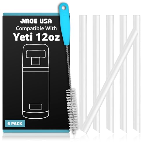 Jmoe USA Replacement Straws for YETI Rambler Jr. 12oz - Food Grade, BPA Free, 6-Pack with Brush