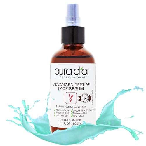 PURA D'OR Face Serum - Hydration & Firming with Copper Tripeptide, Marine Collagen - 3.3oz