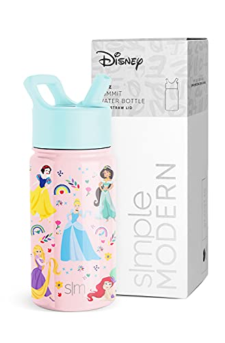 Simple Modern Disney Princess Water Bottle - Insulated, BPA-Free, Leakproof - 14oz Rainbows