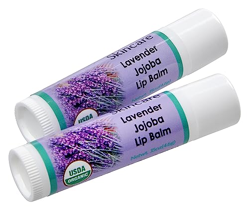 Desert Oasis Skincare Lavender Lip Balm - Soothes Dry Lips, USDA Certified Organic - 2-Pack, 0.15 oz