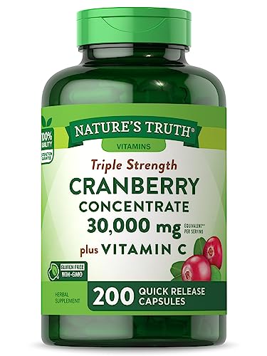 Nature's Truth Cranberry Concentrate + Vitamin C - High-Potency, Non-GMO, Gluten-Free - 200 Capsules