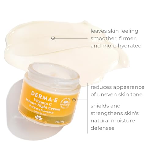 DERMA-E Vitamin C Night Cream - Brightening, Hydrating, All-Natural, 2 oz