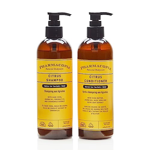 Pharmacopia Citrus Shampoo & Conditioner Set - Nourishing, Vegan, No Parabens - 2x16oz