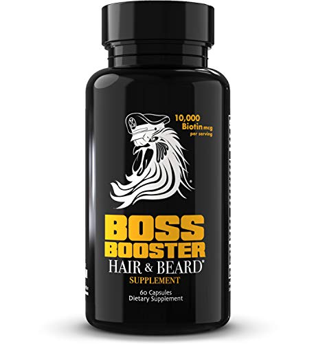 Bossman Boss Booster Hair Growth Supplement - 10,000 MCG Biotin, Natural Ingredients - 60 Caps