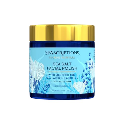 Spascriptions Sea Salt Facial Polish - Exfoliates & Moisturizes, Paraben & Mineral Oil Free - 4oz