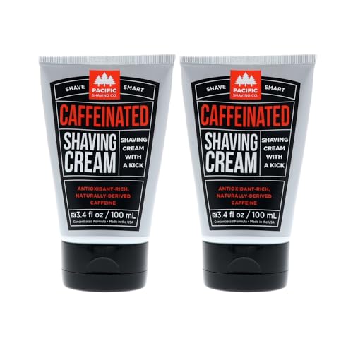 Pacific Shaving Company Caffeinated Shaving Cream - Hydrating, Redness Reducing - 3.4 Oz, 2 Pack