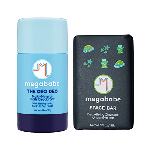 Megababe Deodorant Bundle - Odor Protection, Aluminum-Free, Detoxifying Soap - 2.6oz & 3.5oz