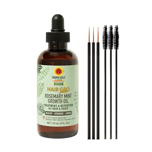 Hair Gro Rosemary Mint Growth Oil - Boosts Hair & Scalp Health, Natural Ingredients - 4oz Brush Set