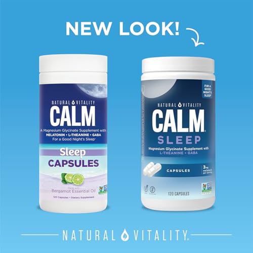 Natural Vitality Calm Sleep Supplement - Melatonin & Magnesium for Relaxation - 120 Capsules