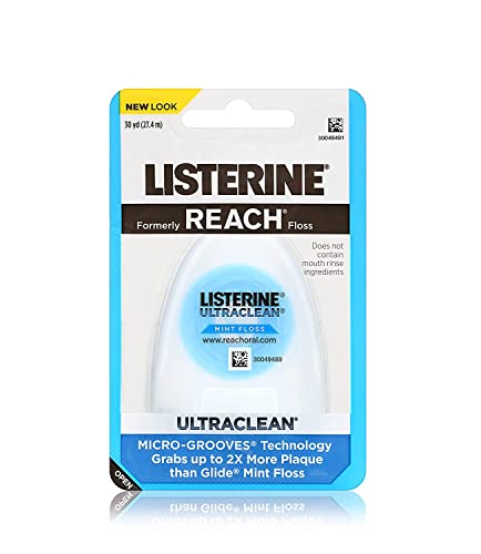 Listerine Ultraclean Dental Floss - Removes Plaque, Promotes Gum Health - 12 Pack, 30 Yards Each