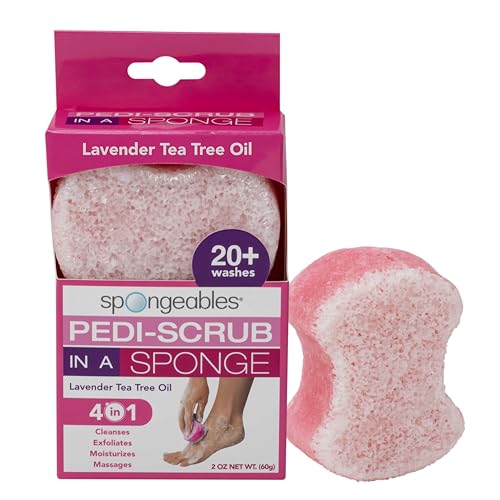 Spongeables Foot Scrub - Exfoliating & Moisturizing, Lavender Scent, 20+ Wash Sponge