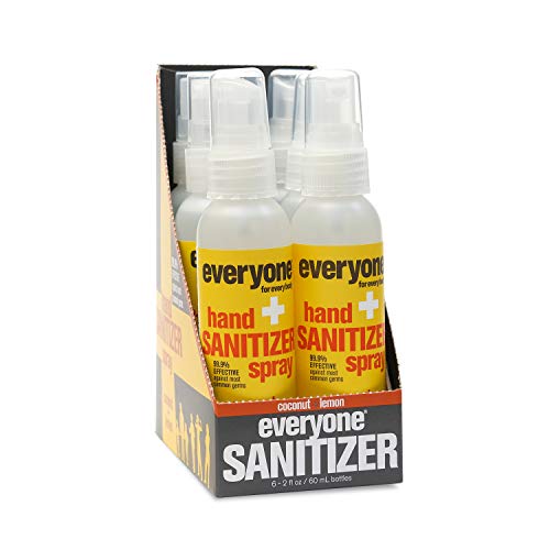 everyone for every body Hand Sanitizer Spray - 99.9% Germ Protection, Coconut Lemon Scent - 6x2oz