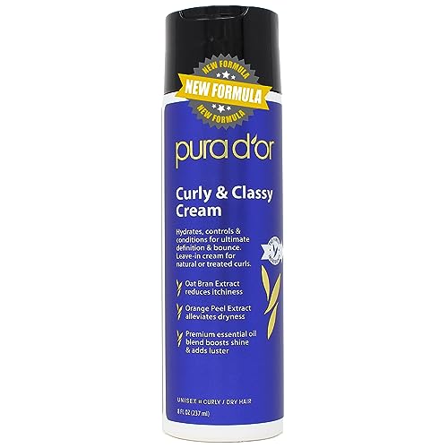 PURA D'OR Hair Styling Cream - Hydrating & Defining for Curls, Organic Aloe & Coconut Oil - 8oz