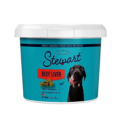 Stewart Freeze Dried Dog Treats - Grain-Free, Single Ingredient Beef Liver, Resealable Tub - 21oz