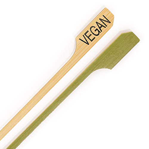 BambooMN Vegan Label Marker Skewer - Easy Food Identification, Renewable Bamboo - 100 Pack